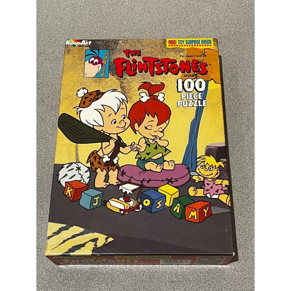Vintage 1993 Rose Art The Flintstones 100 Piece Puzzle Pebbles & Bamm Bamm new